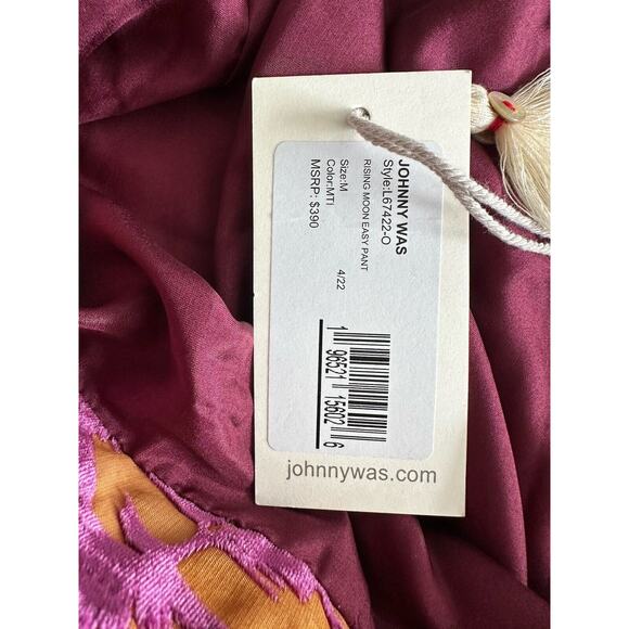 Johnny Was Silk Blend Velvet Wide Leg Floral Pant – Rising Moon Medium - Picture 5 of 6